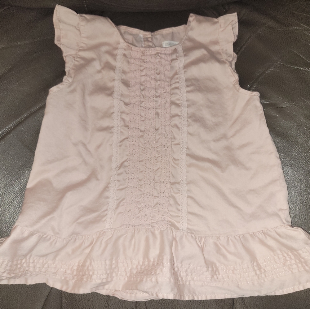 Gymboree Blush Cap Sleeved Pin Tucked Popover Girls Blouse